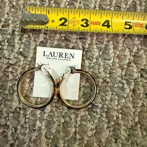 Lauren Ralph Lauren Gold-Tone Tortoise-Look Medium Hoop Earrings, 1.7" NWT